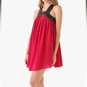 Y2K Funktional Silk Leather Halter Mini Dress NWT S Moto Boho Whimsigoth Flowy